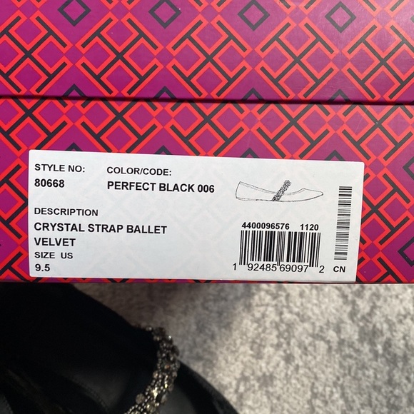 Gently used  Tory Burch Crystal Strap Flats Size 9.5 - Perfect Black - Picture 4 of 8